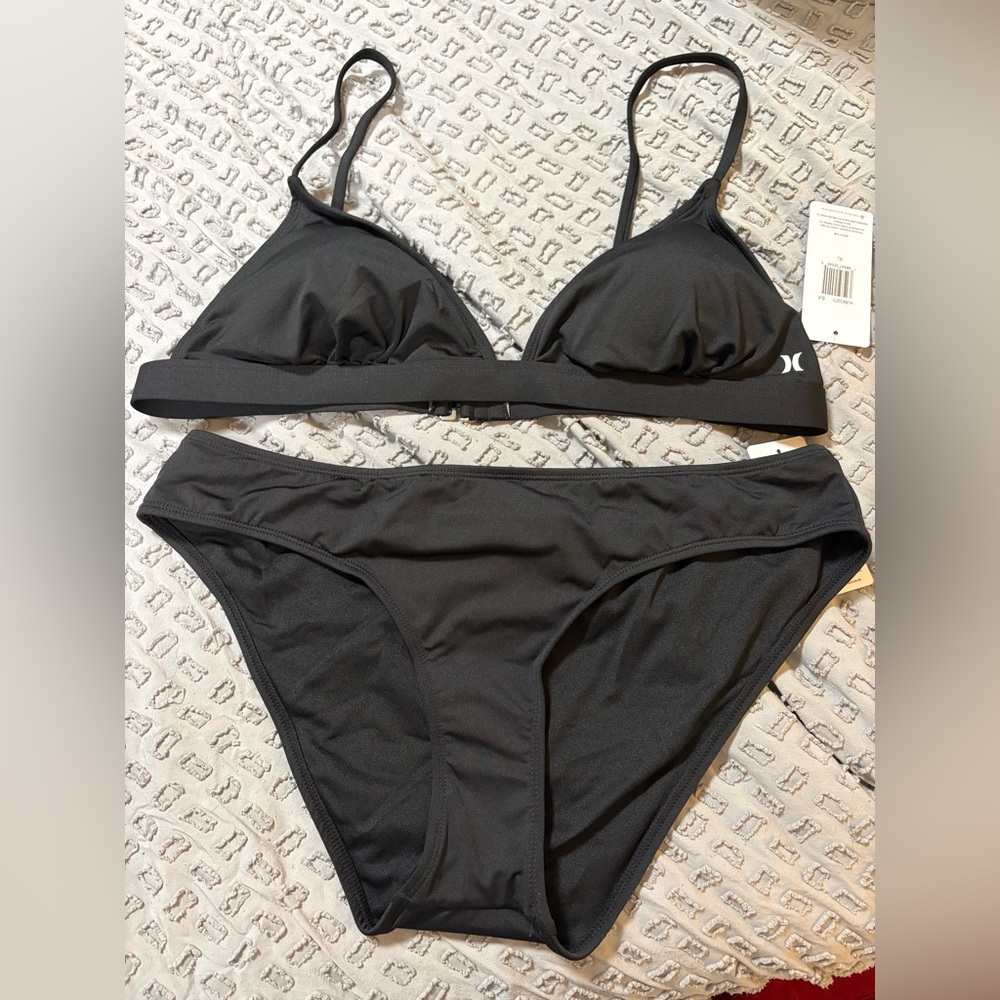 NWT Hurley Black Triangle Bikini Set Size XL